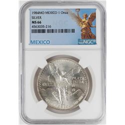 1984Mo Mexico 1 Onza Libertad Silver Coin NGC MS66