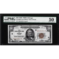 1929 $50 Federal Reserve Bank Note Chicago Fr.1880-G PMG About Uncirculated 50