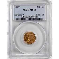 1927 $2 1/2 Indian Head Quarter Eagle Gold Coin PCGS MS63