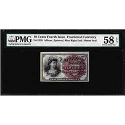 1863 Ten Cents Fourth Issue Fractional Note Fr.1259 PMG Choice About Unc 58EPQ