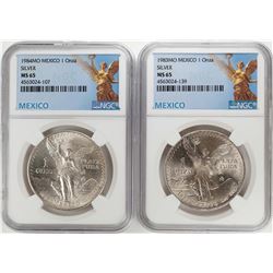 1983-1984Mo Mexico 1 Onza Libertad Silver Coins NGC MS65