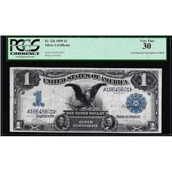 1899 $1 Black Eagle Silver Certificate Note Fr.226 PCGS Very Fine 30 Inscription on Back
