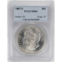1887-S $1 Morgan Silver Dollar Coin PCGS MS64