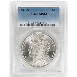 1891-S $1 Morgan Silver Dollar Coin PCGS MS64