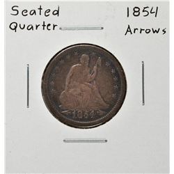 1854 Arrows Seated Liberty Quarter Coin