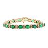 Image 1 : 14KT Rose Gold 17.62 ctw Emerald and Diamond Bracelet