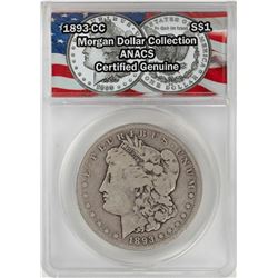 1893-CC $1 Morgan Silver Dollar Coin ANACS Certified Genuine