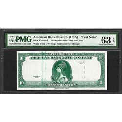 1929 10 Unit American Bank Note Co. "Test Note" PMG Choice Uncirculated 63EPQ