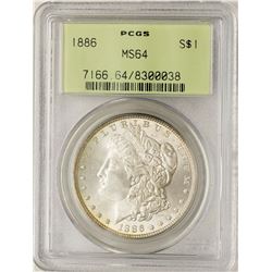 1886 $1 Morgan Silver Dollar Coin PCGS MS64 Old Green Holder