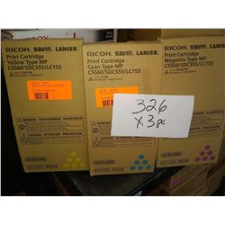 RICOH SAVIN LANIER C,M,Y TYPE MP PRINT CARTRIDGE / APPROX. $90.00 NEW