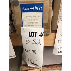 NEW FAST PLOT 36" X 98' STANDARD GRAY COLORED - GLOSS VINYL,  4 MIL