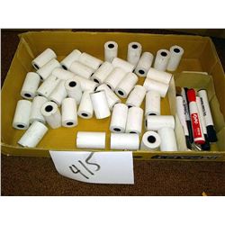 LOT OF MINI CARD MACHINE / CALCULATOR ROLLS & MARKERS
