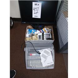 ELECTRIC TYPEWRITER, AOC MONITOR, ADDING MACHINE, PAPER ROLLS