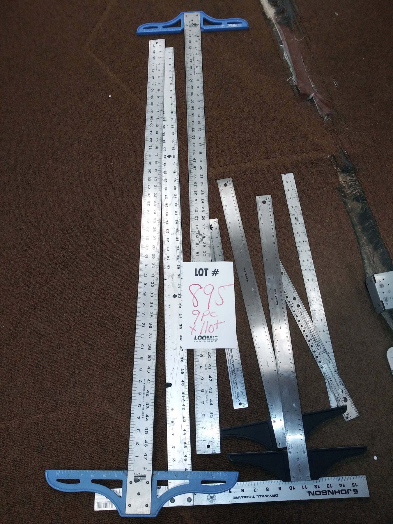9 PC LOT: T-SQUARES, AND RULERS
