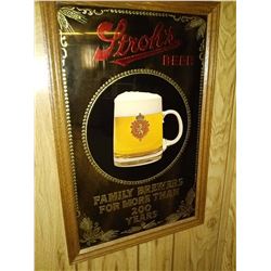 Vintage Stroh's Beer Mirror Advertising Sign