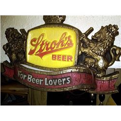 Vintage Stroh's Beer Lighted 3-D Pub Sign