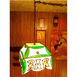 Vintage Leaded Glass Bar Lamp