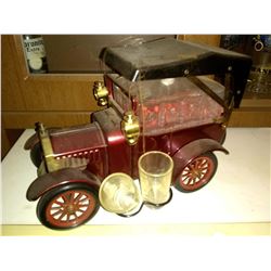Vintage 1918 Ford Model A Truck Metal & Glass Liquor Decanter, w/ Pair of Shot Glasses