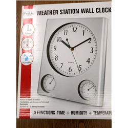 3 FUNCTION WEATHER STATION WALL CLOCK $39.99 EA
