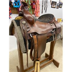 OZARK 16" ROPING SADDLE  / HAND TOOLED