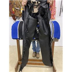 CUSTOMS by JEAN -BLK LEATHER SHOW CHAPS / LADIES