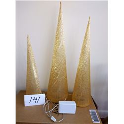 3 PC LED GOLD FASHION TREES / HSN $49,99