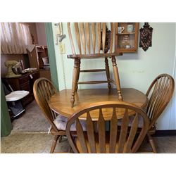 DROP LEAF MAPLE TABLE W/ 4 ARROW BACK CHAIRS