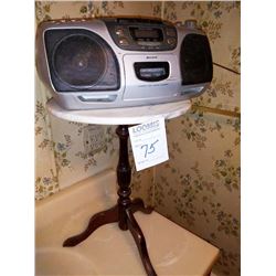 MARBLE TOP STAND, RADIO INCLUDED