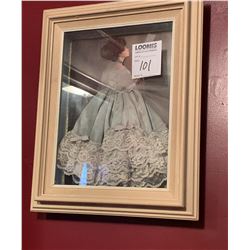 VINTAGE FRAMED 3-D LADY IN BLUE DRESS