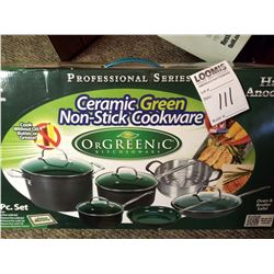 10 PC CERAMIC GREEN NON STICK COOKWARE