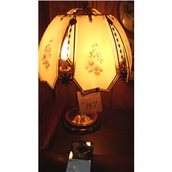 FLORAL GLASS PANEL TABLE TOP LAMP