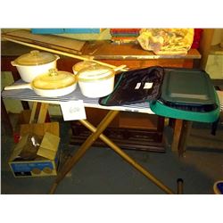 IRONING BOARD AND COOKWARE
