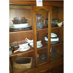 BRASS CANDLES AND CABINET CONTENTS LOT
