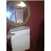 Image 1 : WALL MIRROR, W/ WICKER HAMPER
