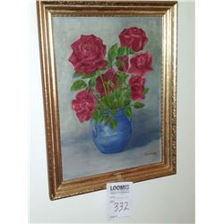 VINTAGE ROSE PAINTING SIGNED