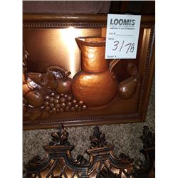 VINTAGE COPPER RELIEF ART, STILL LIFE