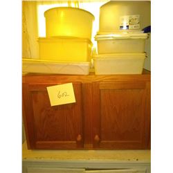 BUNDLE LOT: 2 DRAWER CABINET, STORAGE CONTAINERS, KITCHEN SHELF LOT