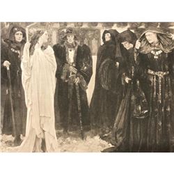 Early 1900's Lithograph Print,The Penance of Eleanor, Duchess of Gloucester, Sorcerer, Witchcraft