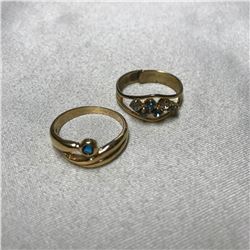 Vintage Pair of Crystal & Gold Plated Rings