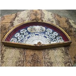 19thc Shadowbox Framed Courting Hand Fan