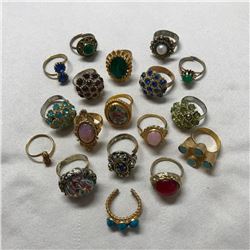 Group of Costume Adjustable Faux Stone Art Rings