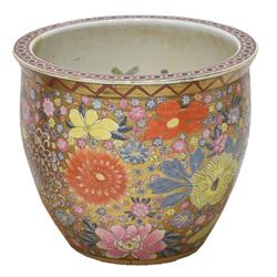 Chinese Famille Rose Parcel-gilt Enameled Porcelain Fishbowl