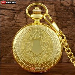 Classical Shield Gold Tone Quartz Pocket Watch
