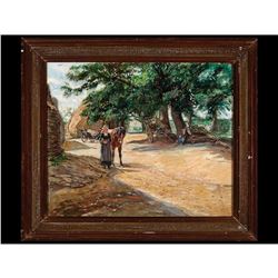 Early 20thc Signed Oil Painting, Charles Henry Tenre, Summer Afternoon