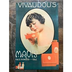 Art Deco-Style Metal Advertising Sign, Powder Room, Salon, Face Powder