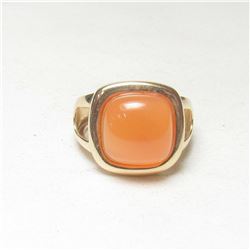 Modern 4.25ct Orange Carnelian 14kt Gold Ring