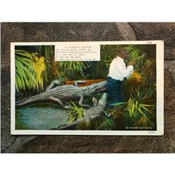 1950's Linen Postcard, African American, Black Americana, A Darky's Prayer