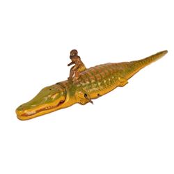 Mid 20thc Alligator Crocodile Tin Litho Wind-Up Toy