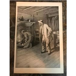 1904 Half-tone Print, African American Subject, Fireside Cabin