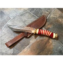 Custom Made Camel Bone & Brass Damascus Steel Huntiing Bowie Knife